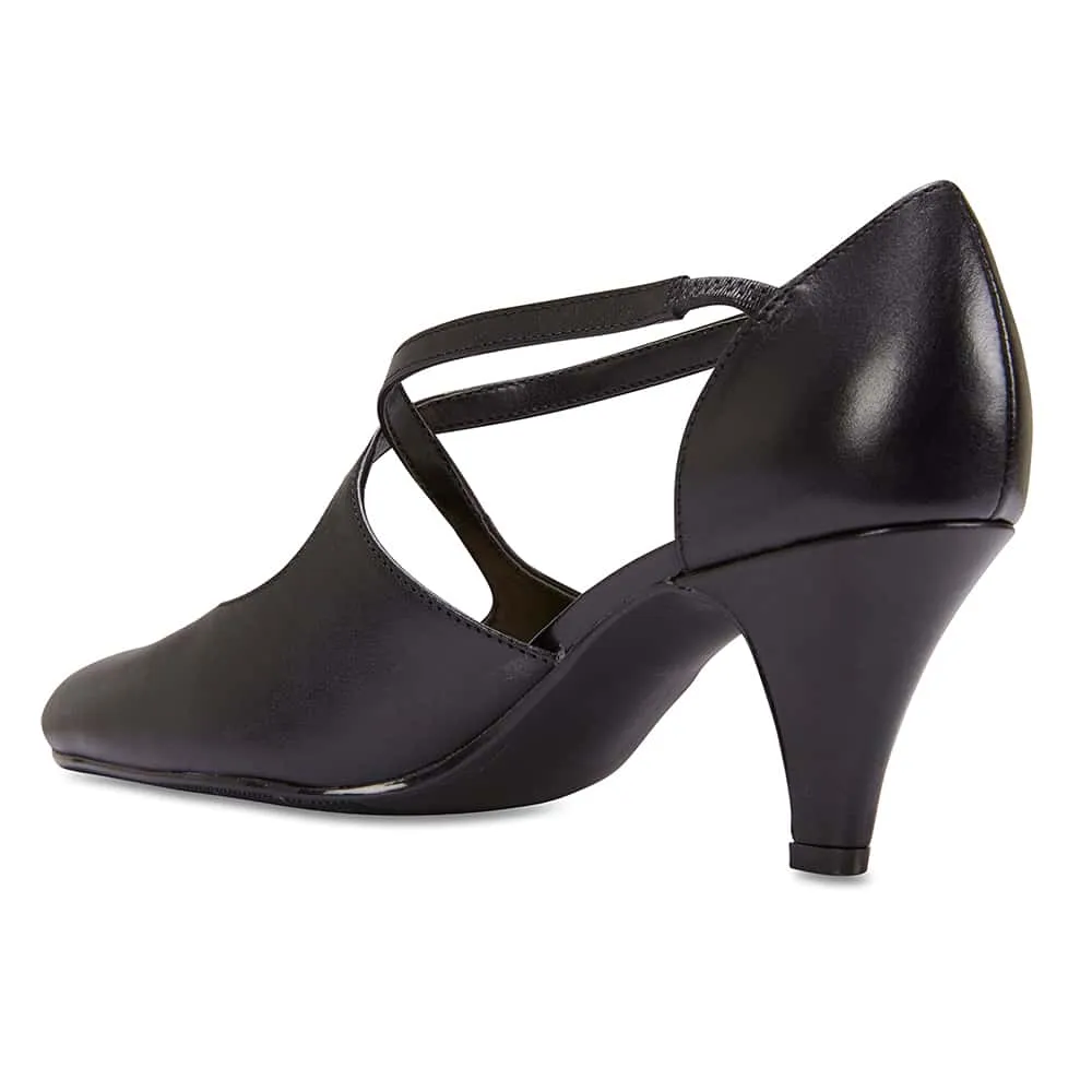 Melody Heel in Black Leather