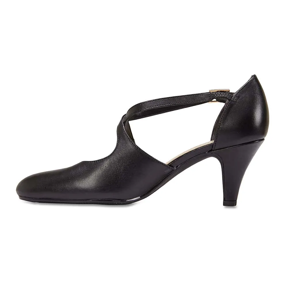 Melody Heel in Black Leather