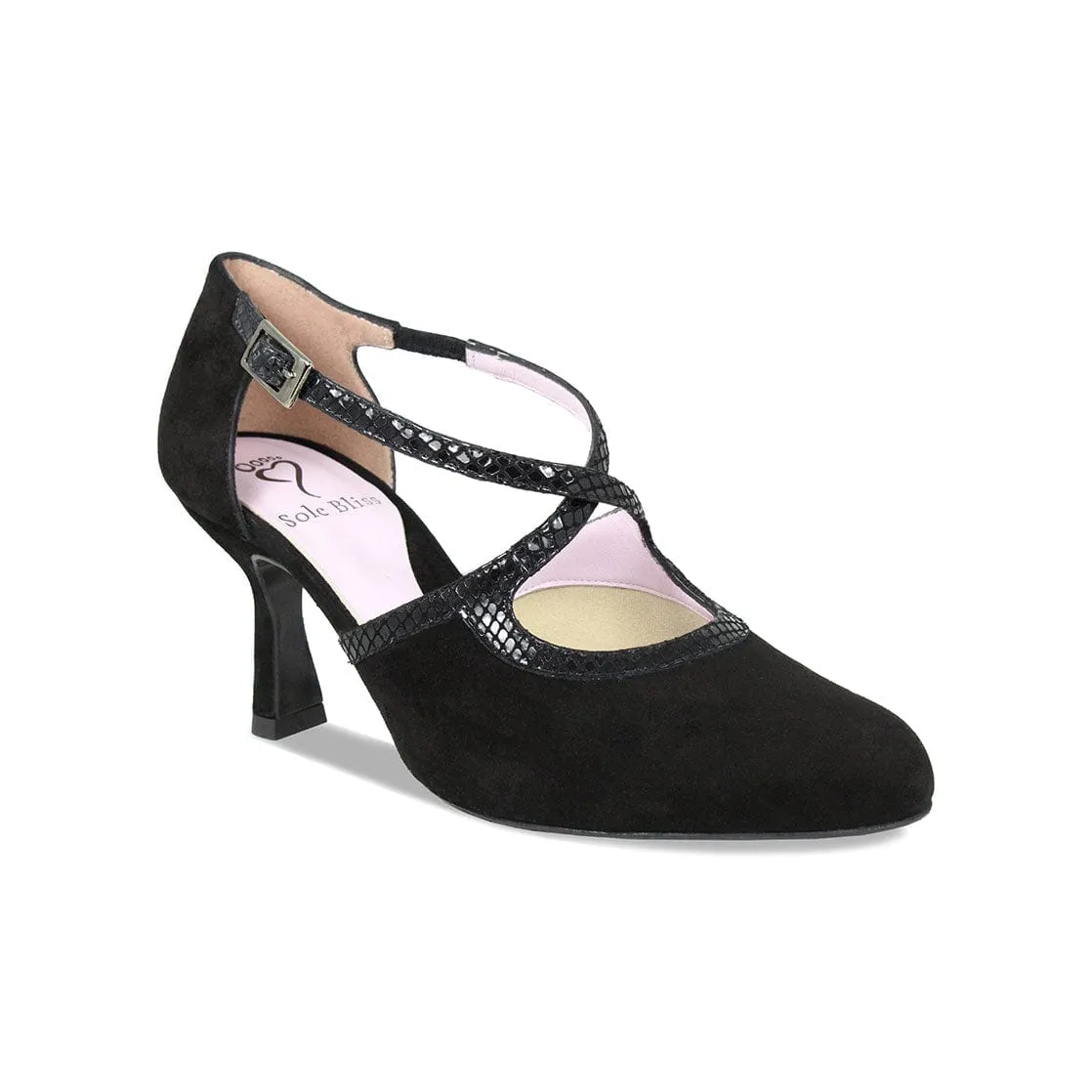 Meredith: Black Suede &amp; Snake Print Leather