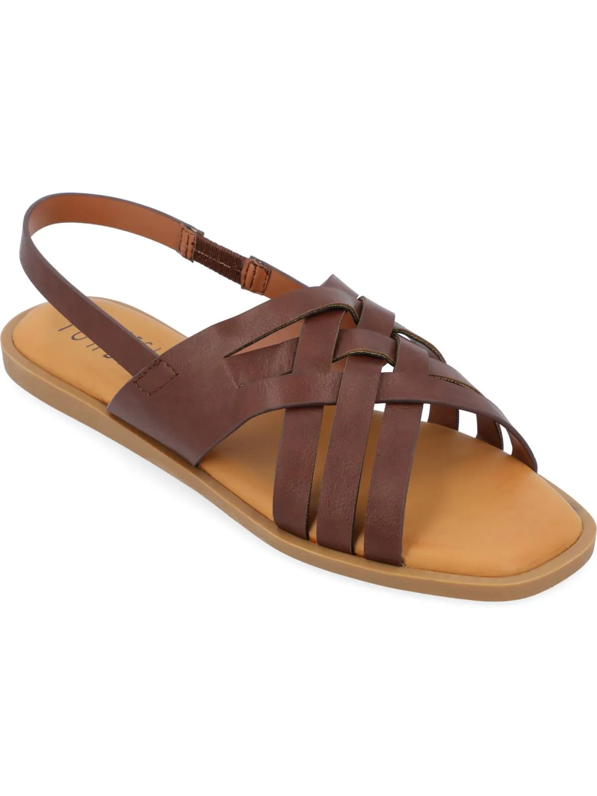 Merrin Womens Faux Leather Square Toe Slingback Sandals