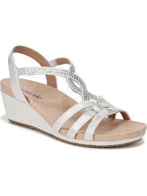 MONACO Womens Faux Leather Slingback Wedge Sandals