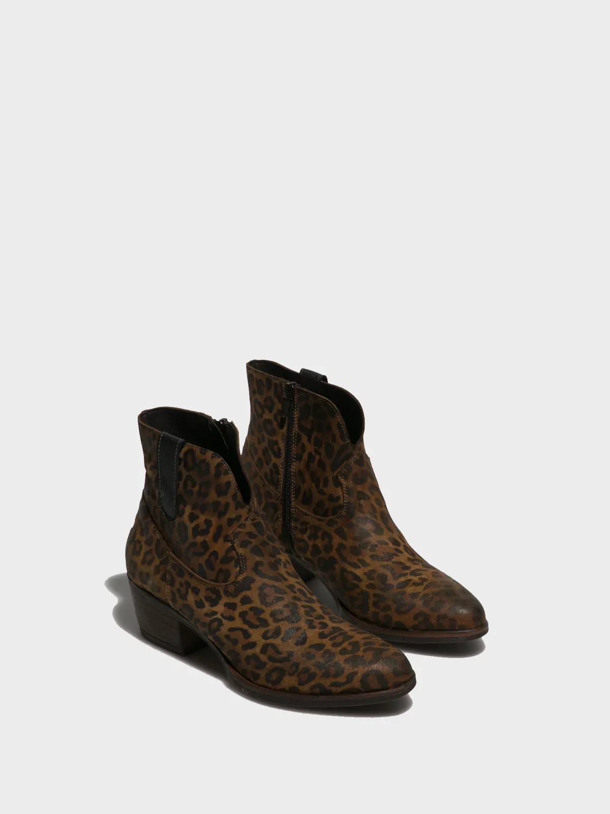 Multicolor Zip Up Ankle Boots