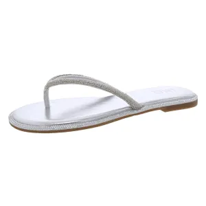 MYRLINEF Womens Beaded Manmade Thong Sandals