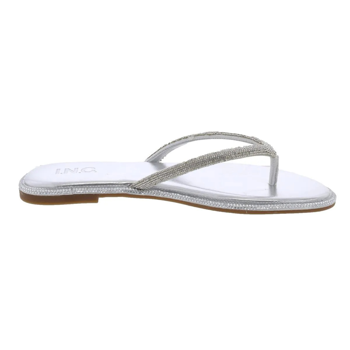 MYRLINEF Womens Beaded Manmade Thong Sandals