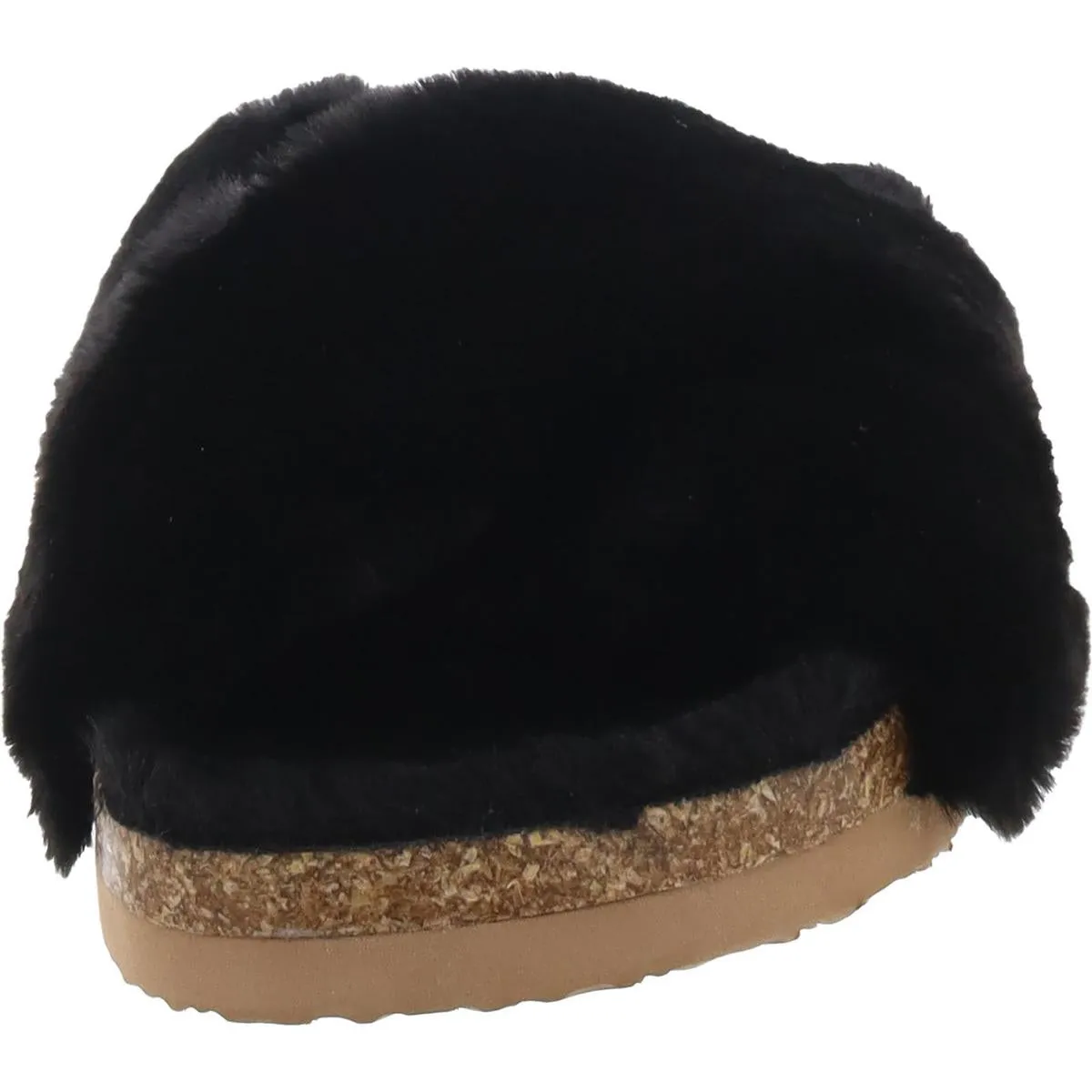 Myth Womens Faux Fur Colorblock Slide Sandals