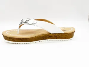 Napoli Flower Thong Slip On In White