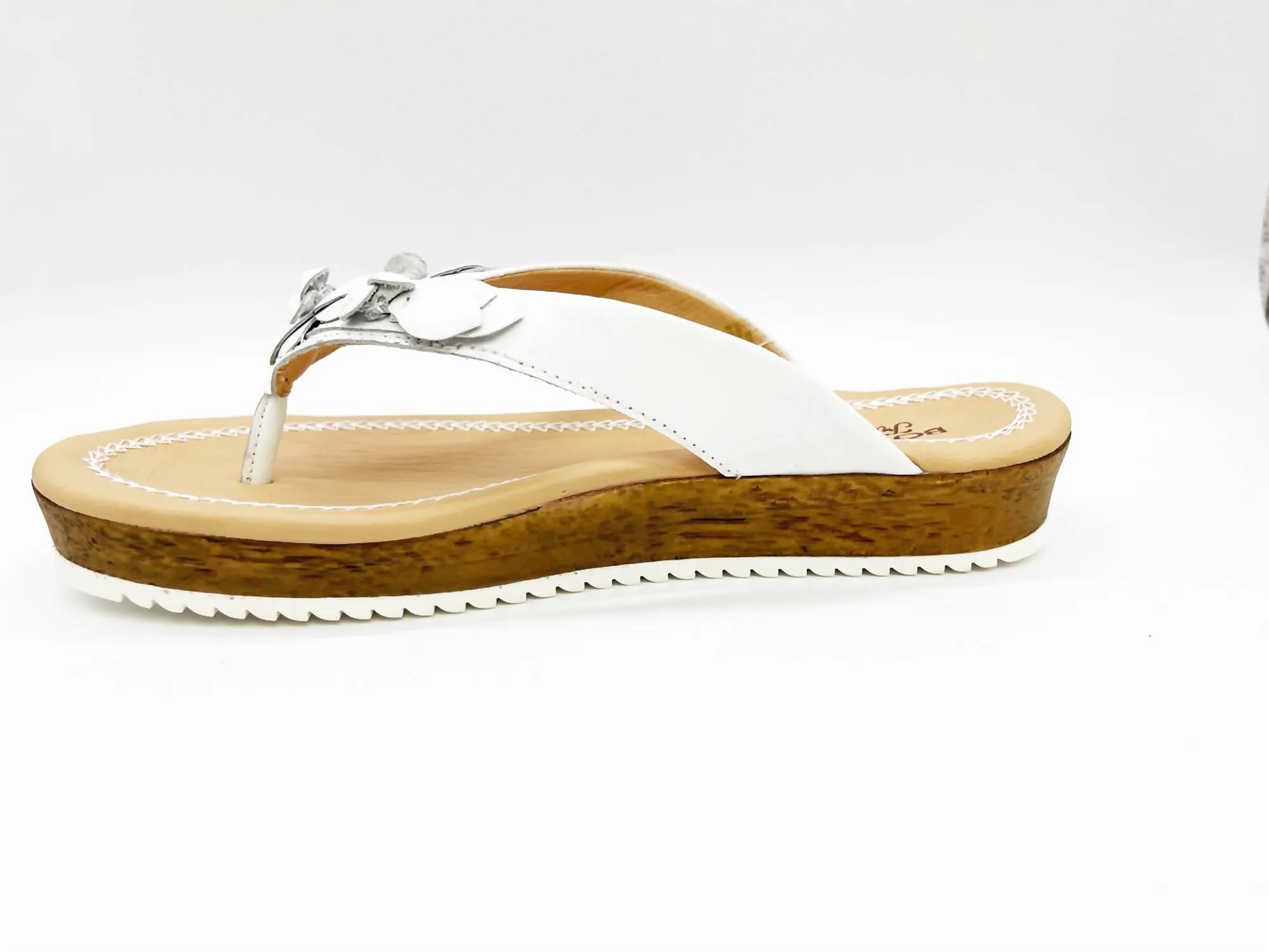 Napoli Flower Thong Slip On In White