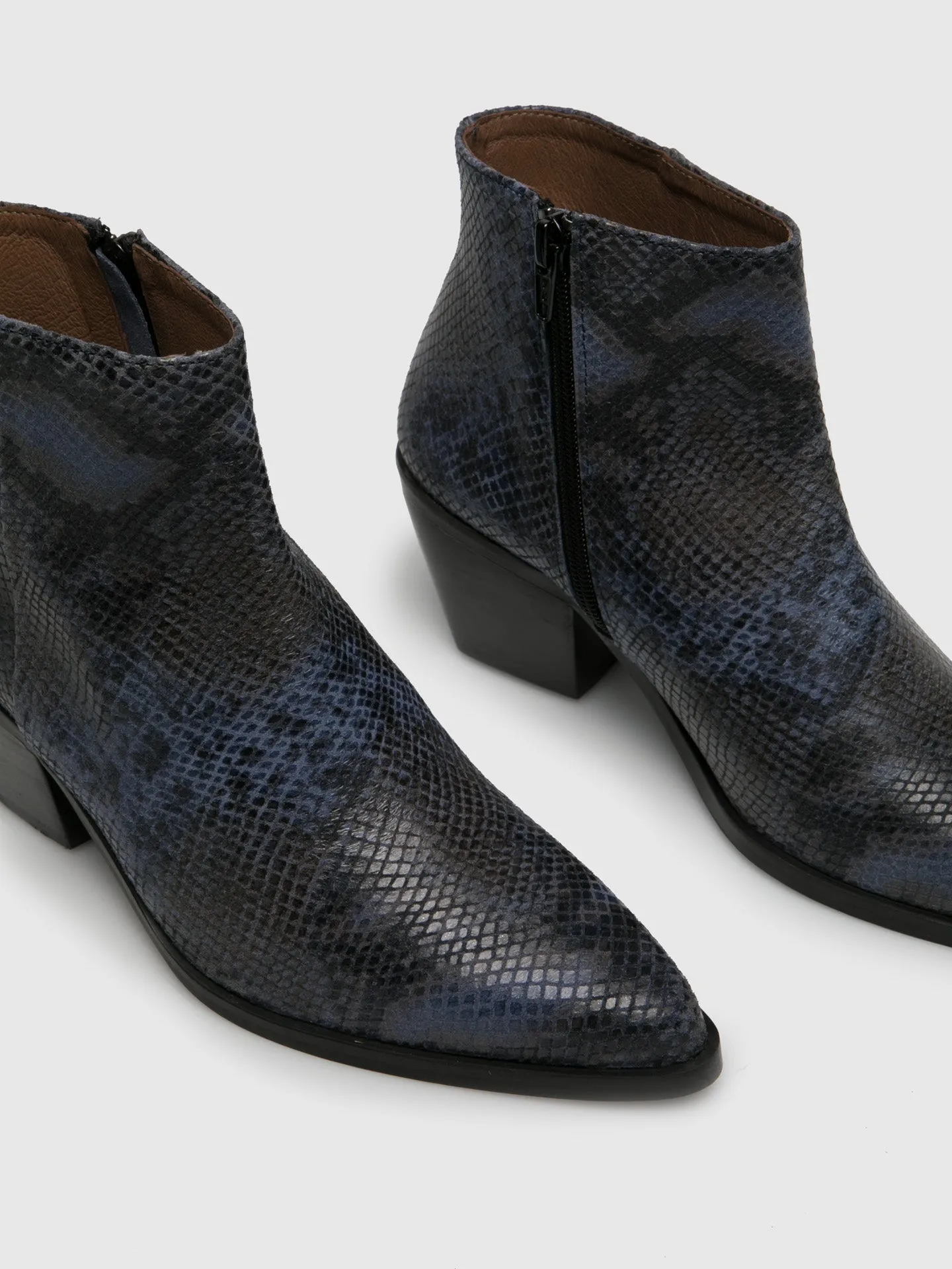 Navy Cowboy Ankle Boots