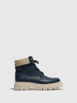 Navy Lace-up Ankle Boots