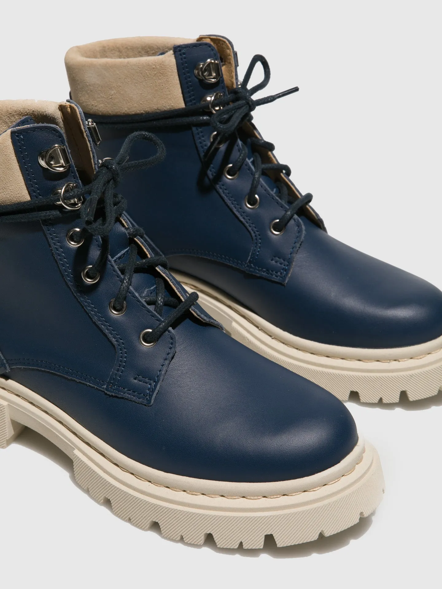 Navy Lace-up Ankle Boots