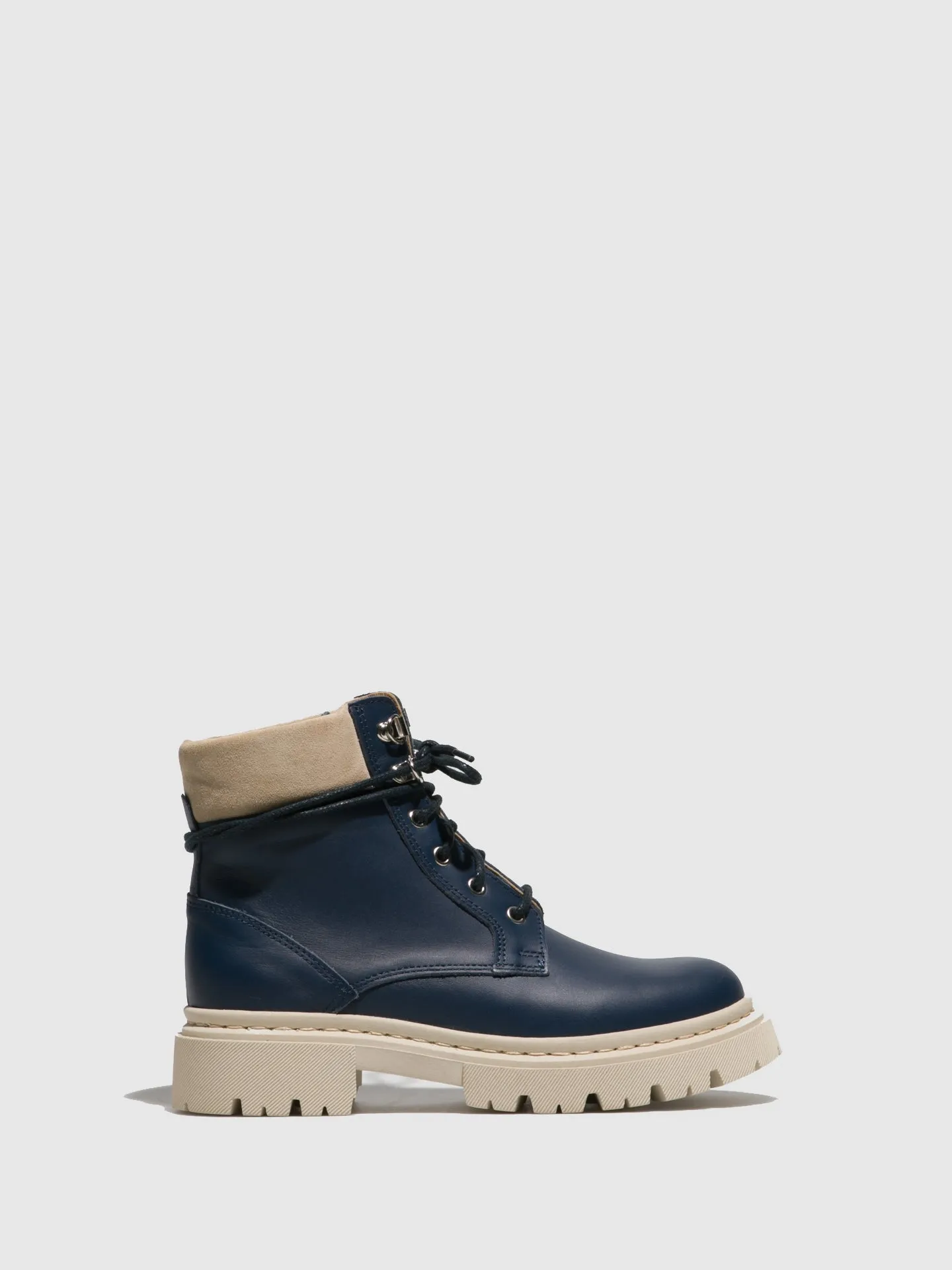 Navy Lace-up Ankle Boots