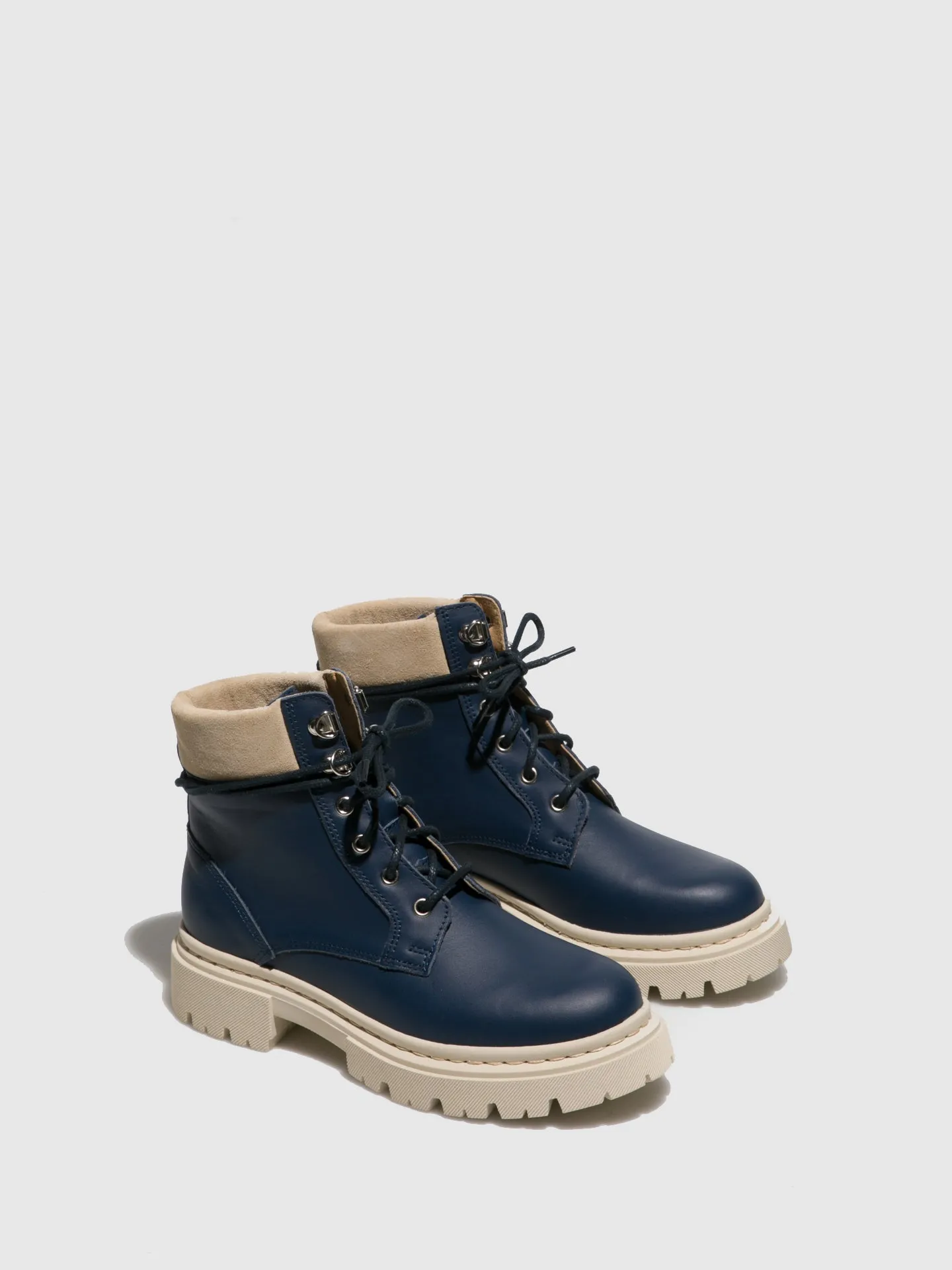 Navy Lace-up Ankle Boots