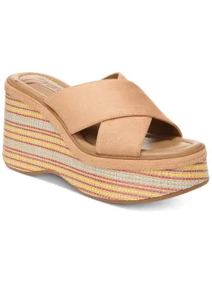 Nessa Womens Criss Cross Front Round Toe Platform Sandals