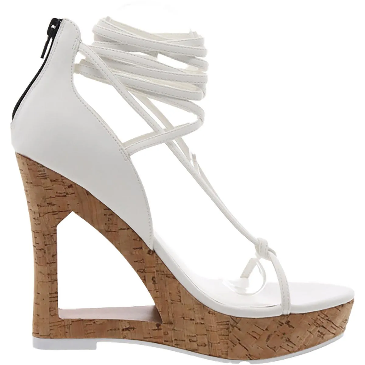 NINA Womens Faux Leather Almond toe Wedge Sandals