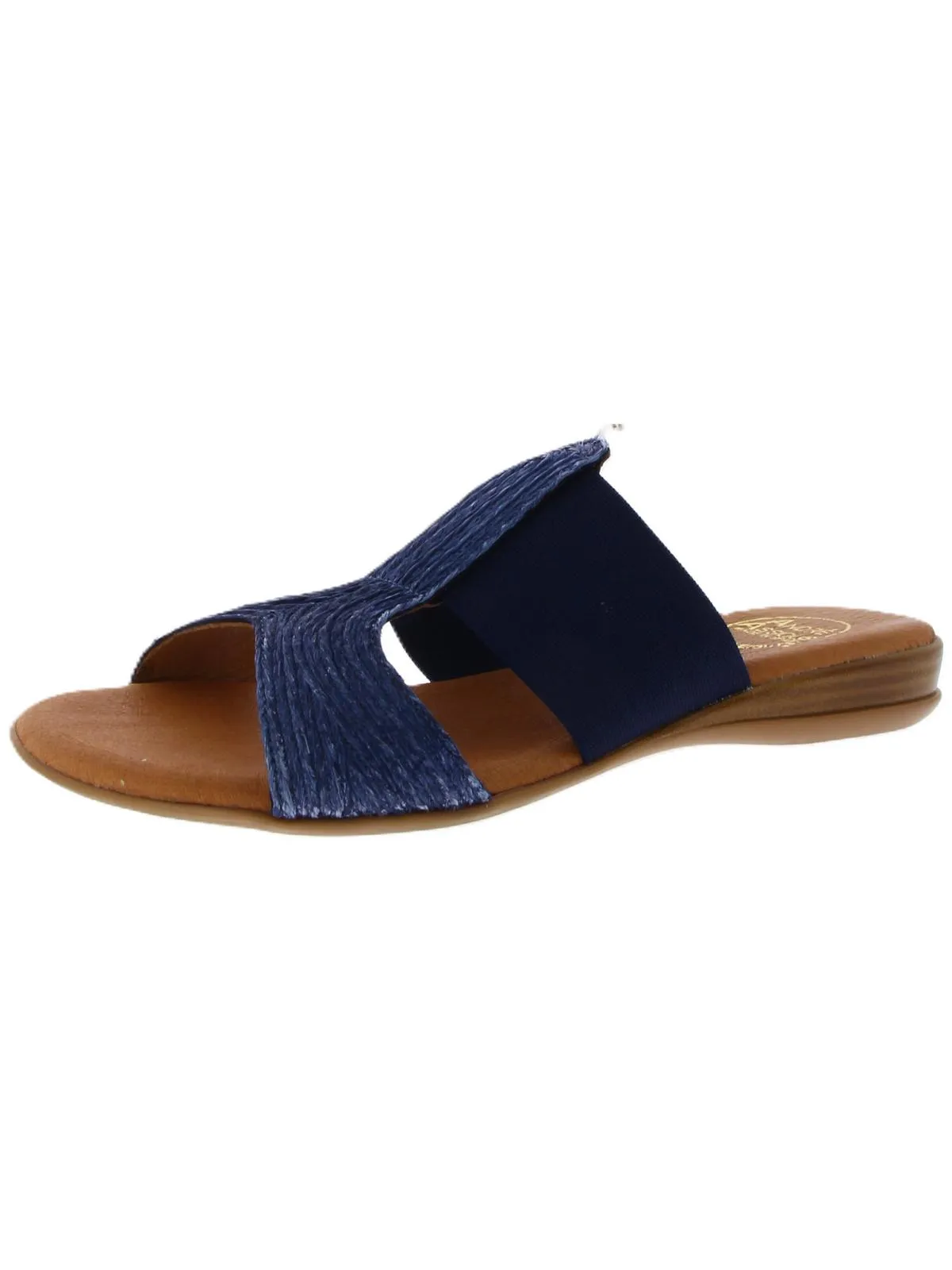 Noor Womens Woven Flat Slide Sandals
