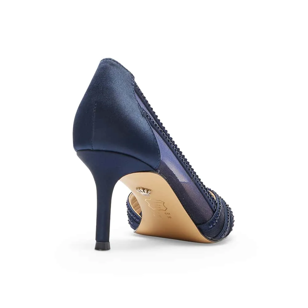 Noreen Heel in Navy Satin
