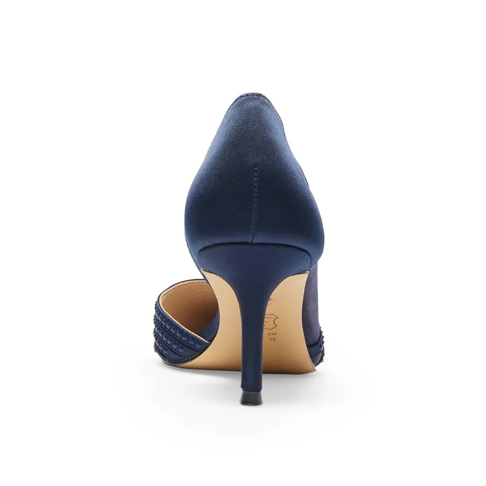 Noreen Heel in Navy Satin