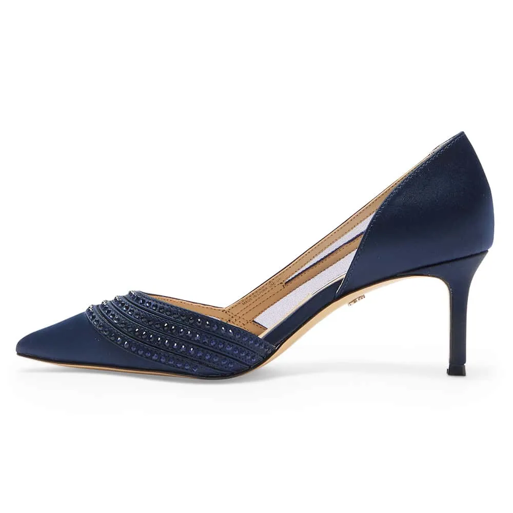Noreen Heel in Navy Satin