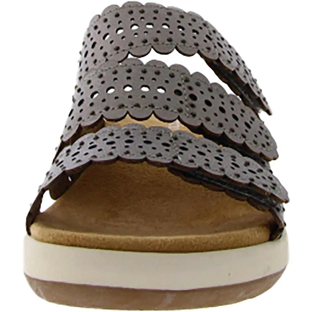 Odysseus Womens Leather Slip On Wedge Sandals