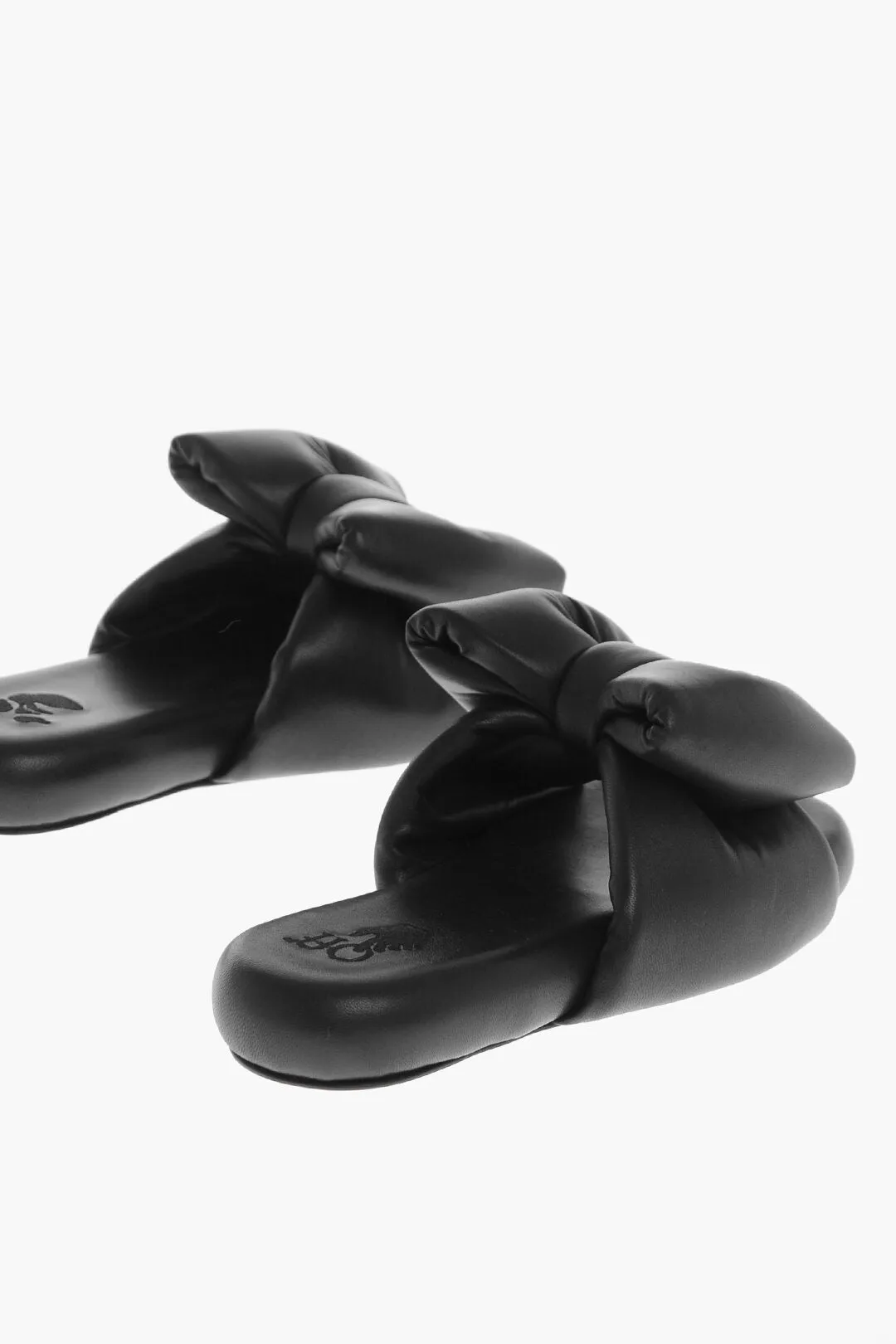 Off-White Padded Leather Bow Sliders
