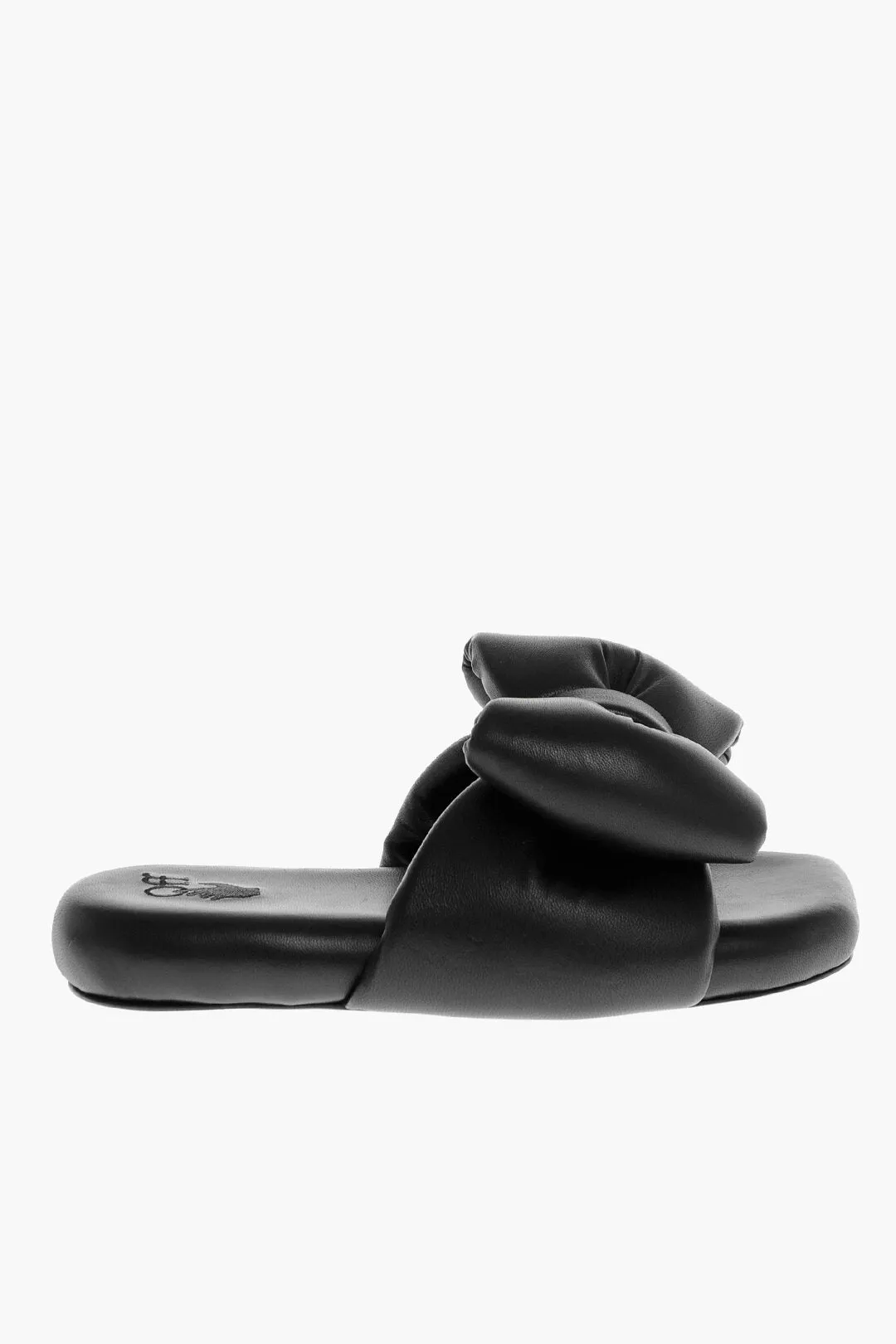 Off-White Padded Leather Bow Sliders