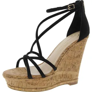 Olype Womens Strappy Faux Suede Wedge Sandals