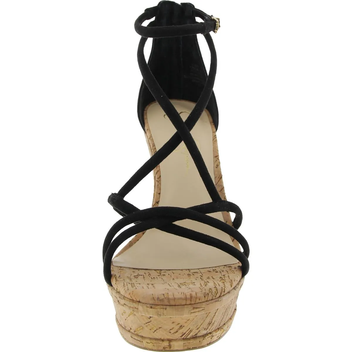 Olype Womens Strappy Faux Suede Wedge Sandals