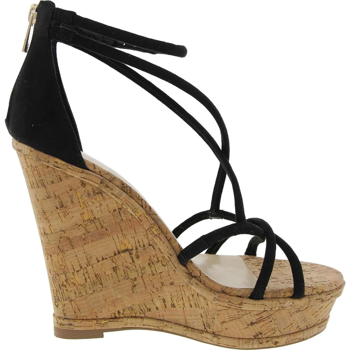 Olype Womens Strappy Faux Suede Wedge Sandals