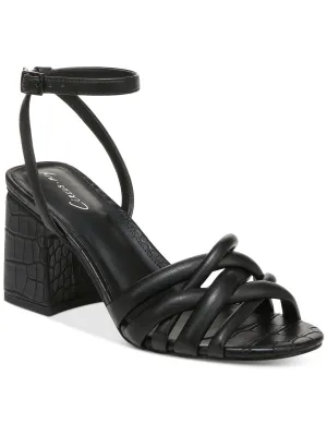 Onna Womens Faux Leather Ankle Strap Block Heel