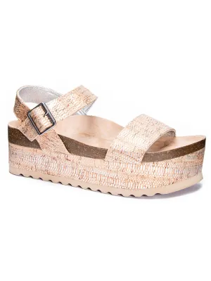 Palms Womens Faux Leather Flatform Footbed Sandals