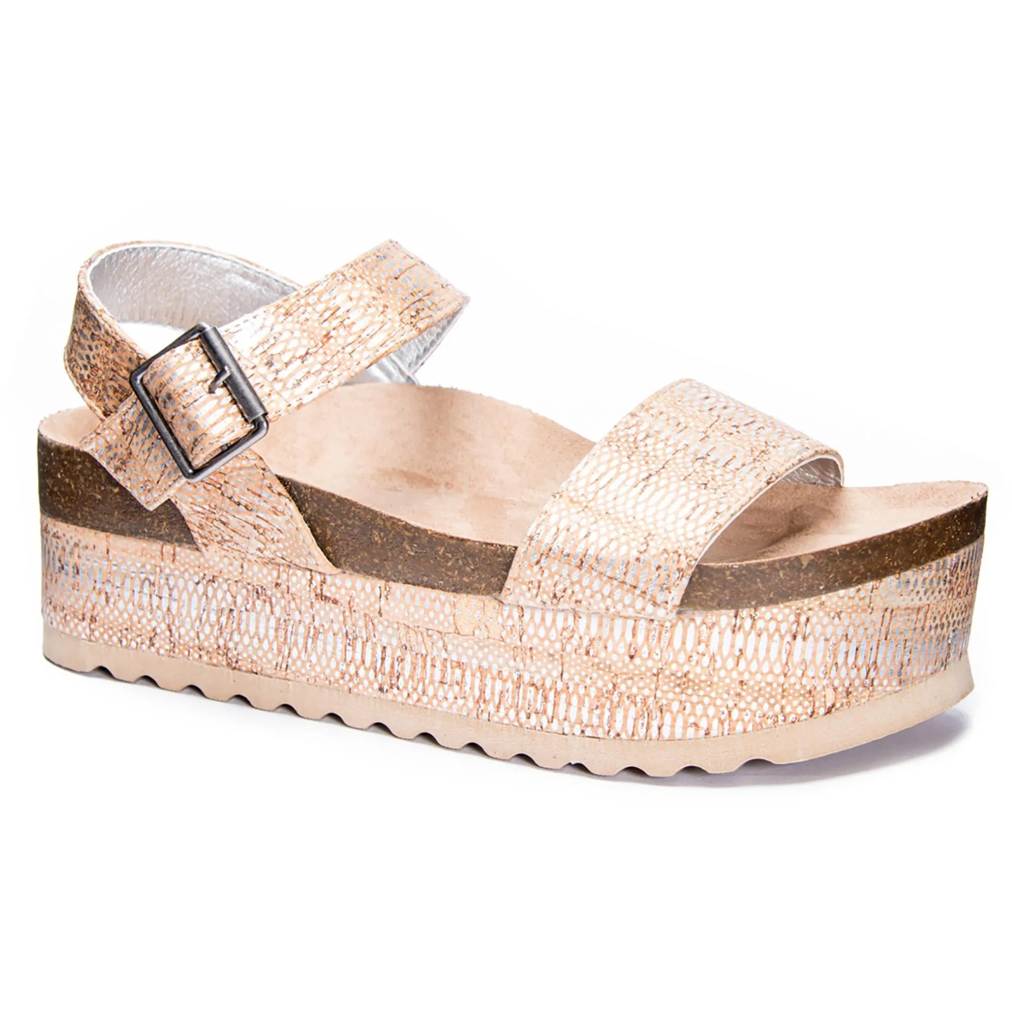 Palms Womens Faux Leather Flatform Footbed Sandals