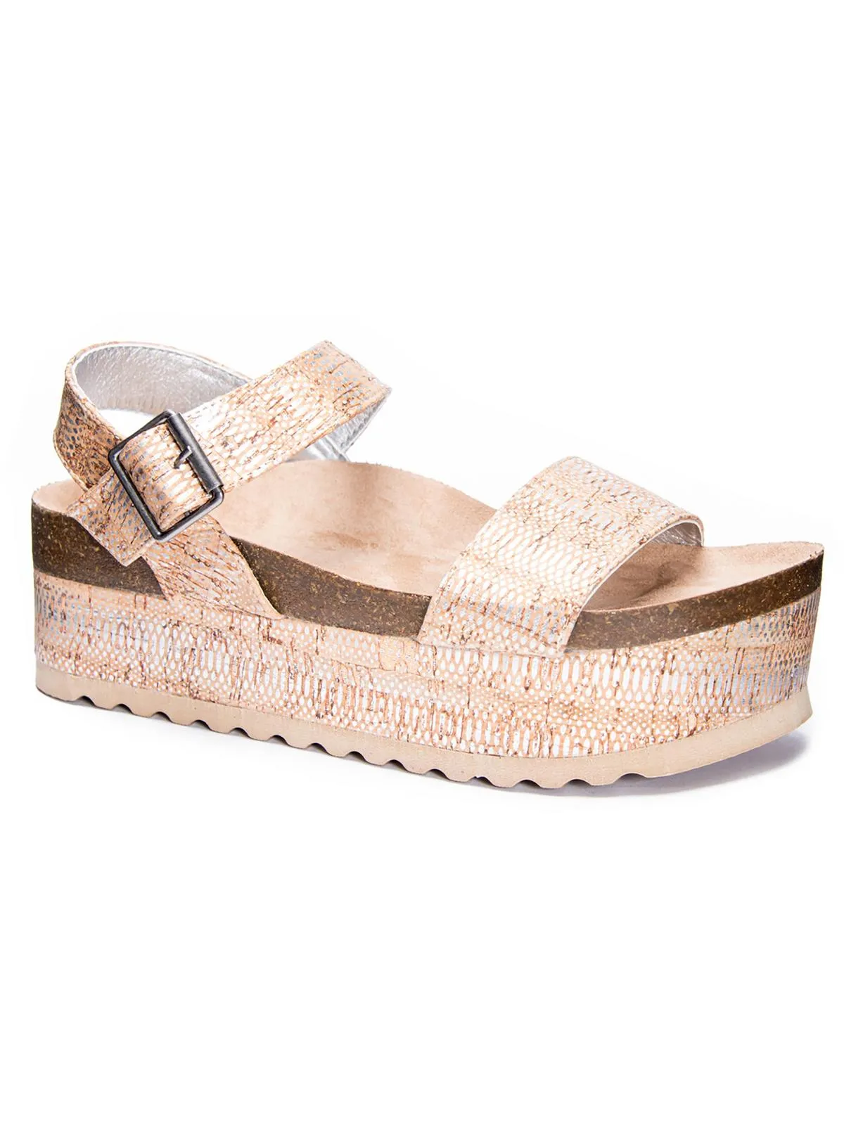 Palms Womens Faux Leather Flatform Footbed Sandals