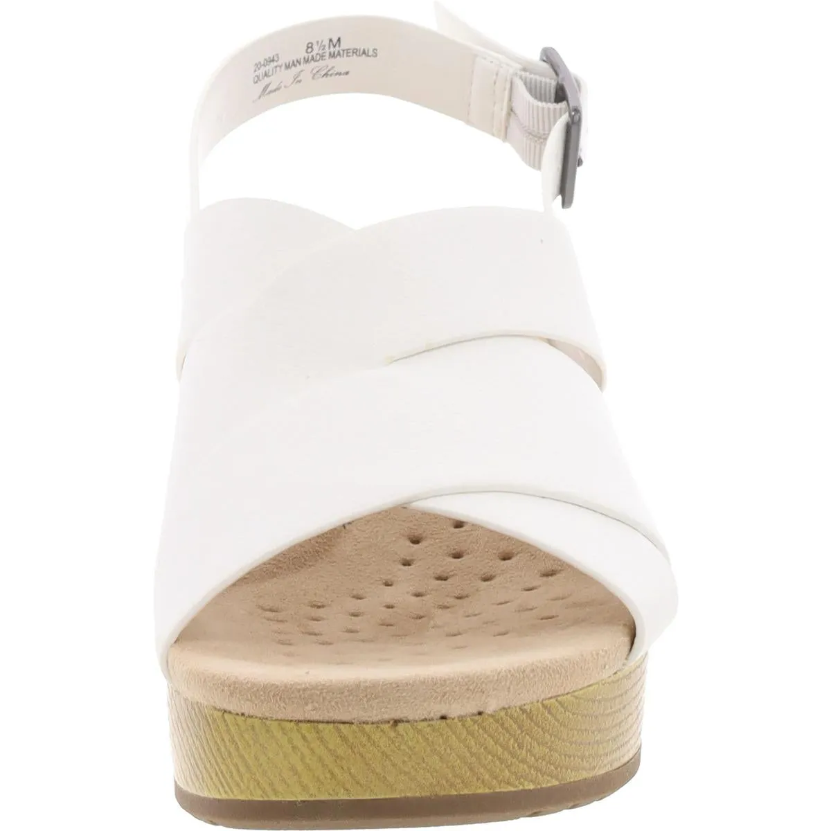 Raffey Womens Buckle Faux Leather Slingback Sandals