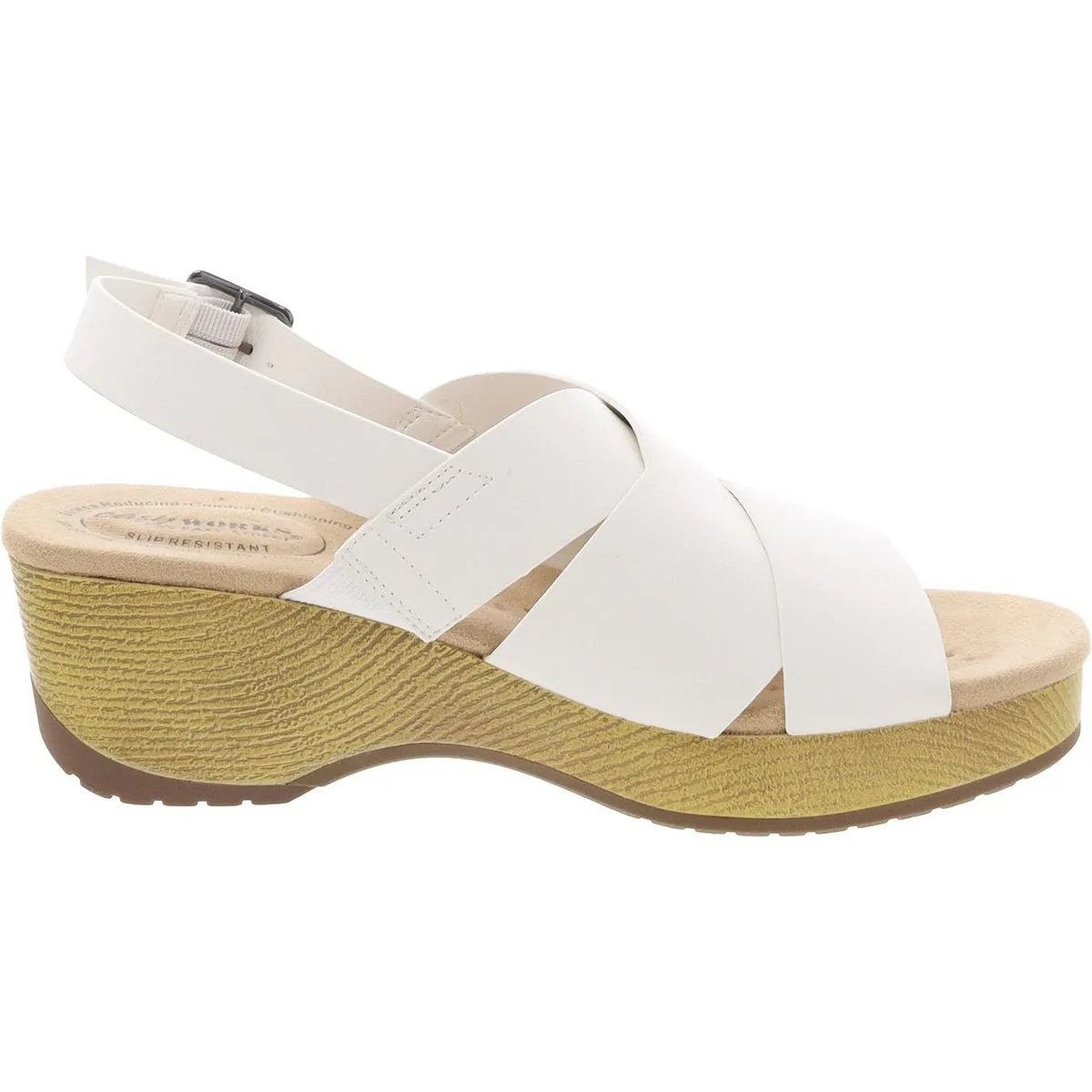 Raffey Womens Buckle Faux Leather Slingback Sandals