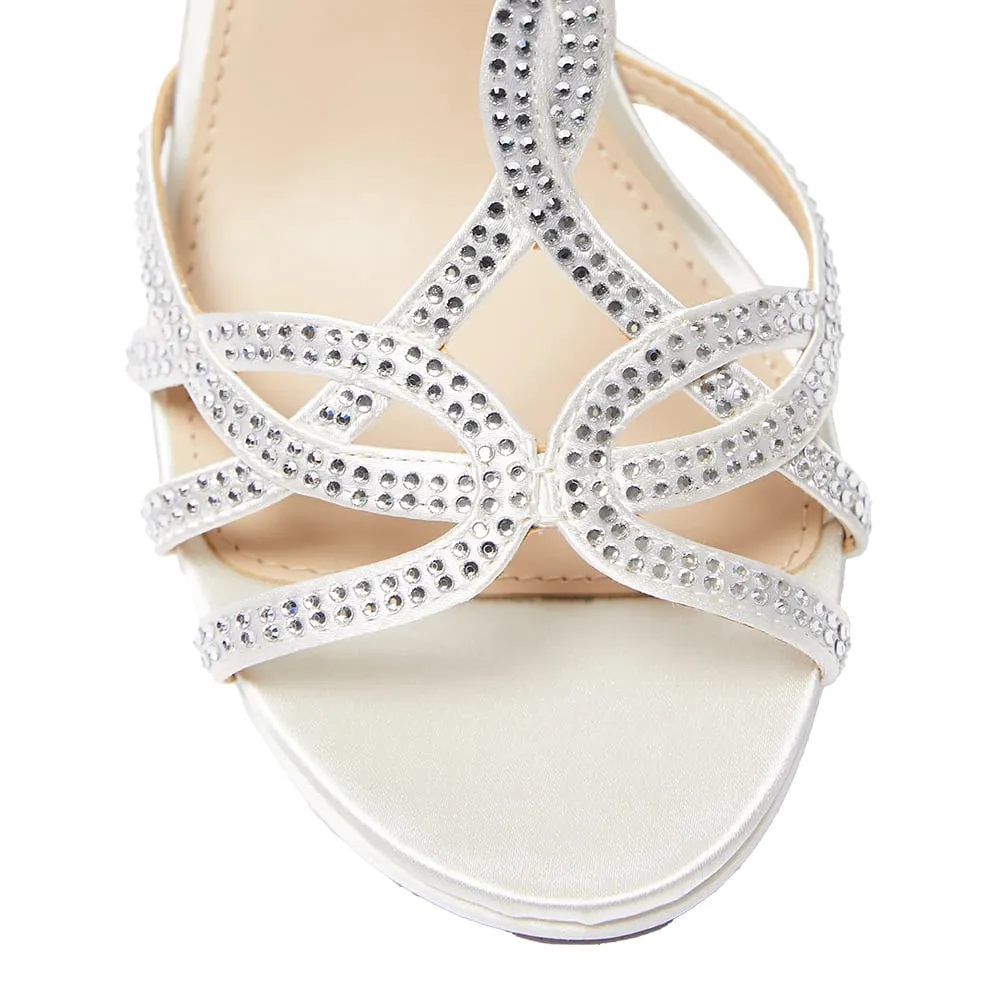 Raia Heel in White Satin