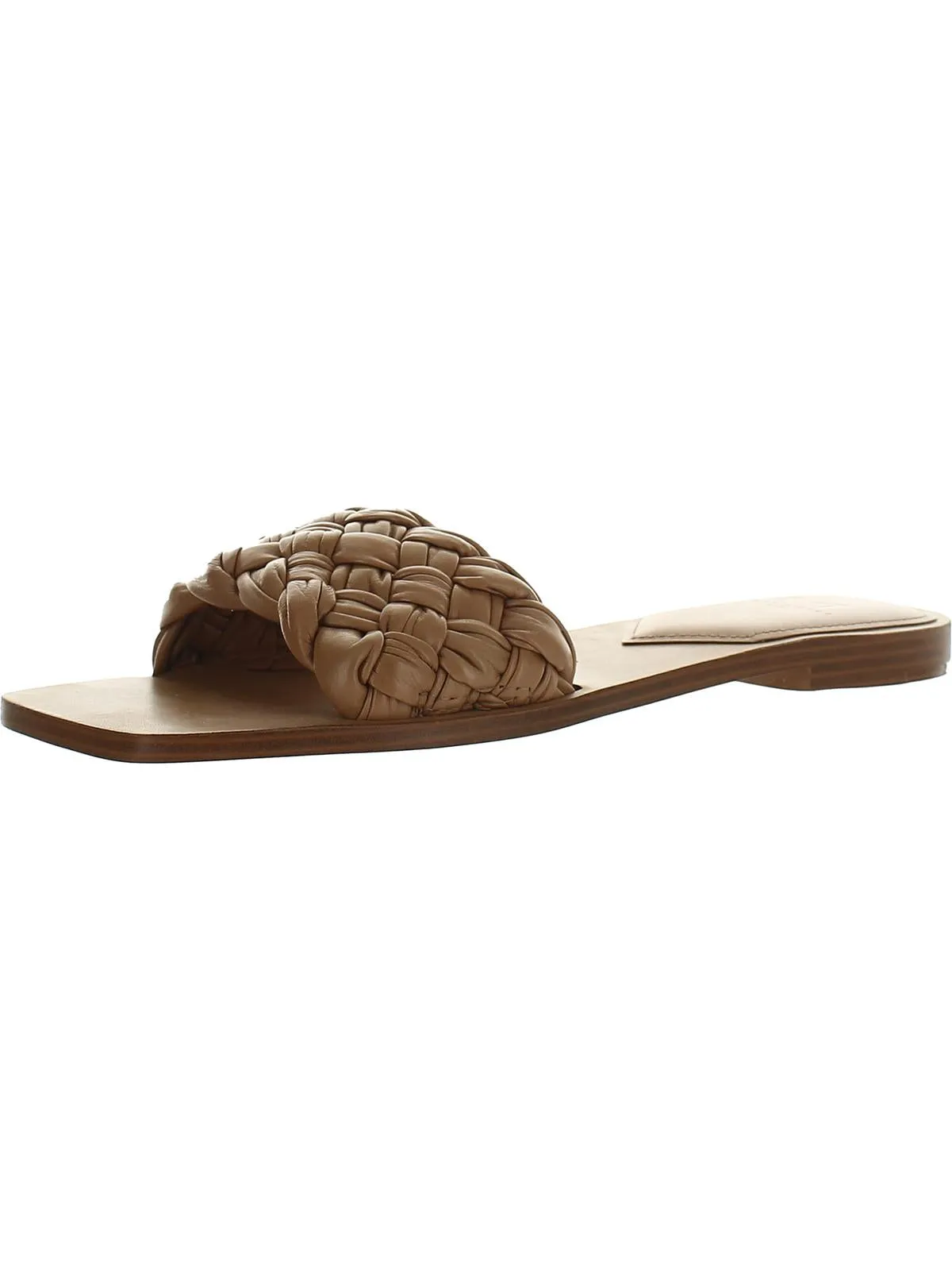 Reanna Womens Leather Square Toe Slide Sandals