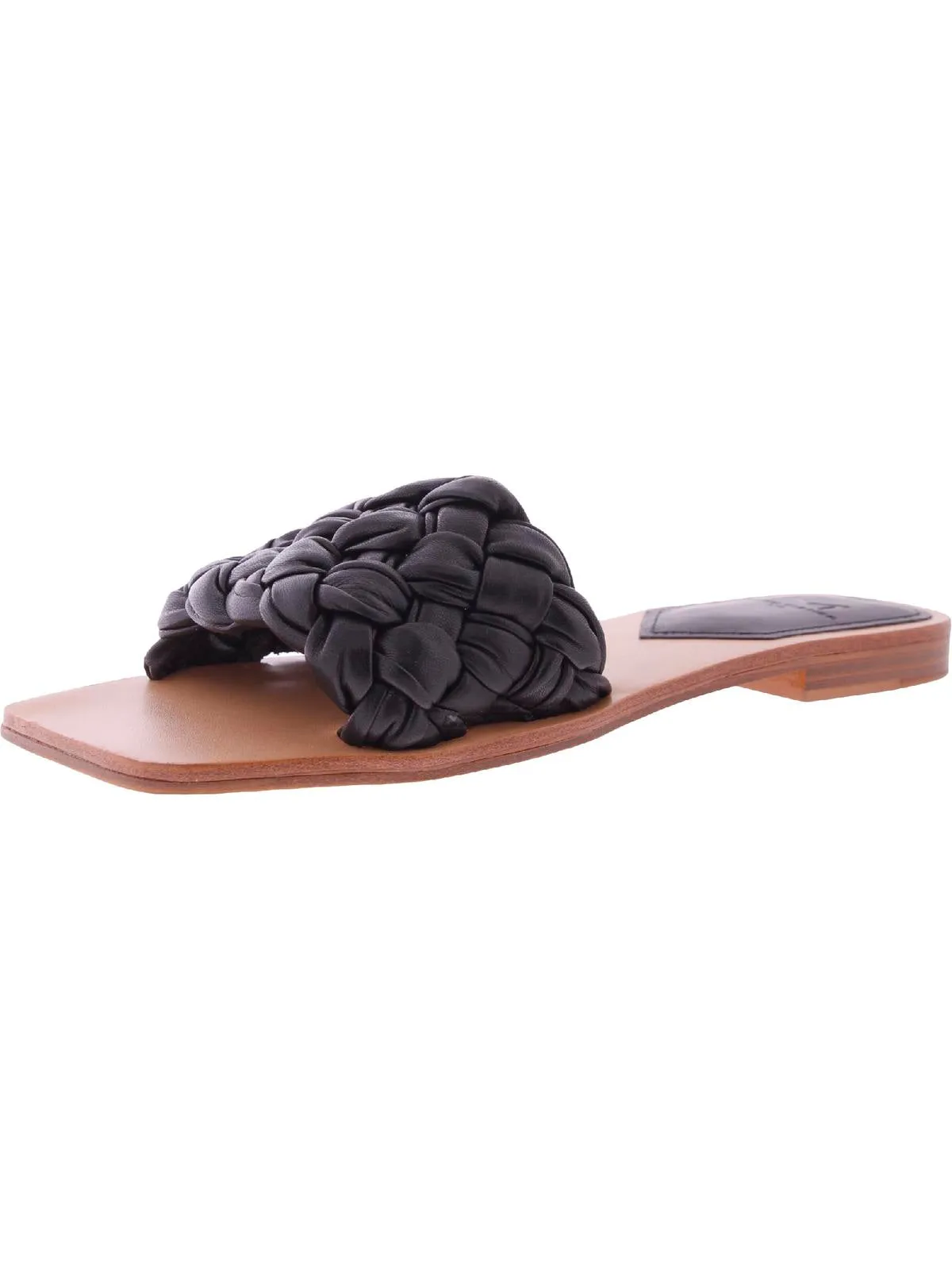 Reanna Womens Leather Square Toe Slide Sandals