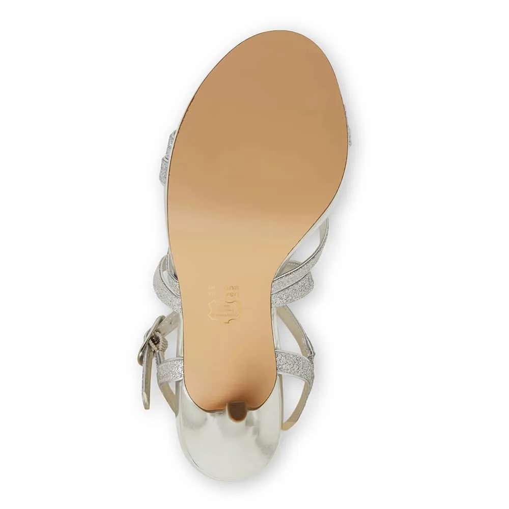 Reatha Heel in Silver Glitter Satin