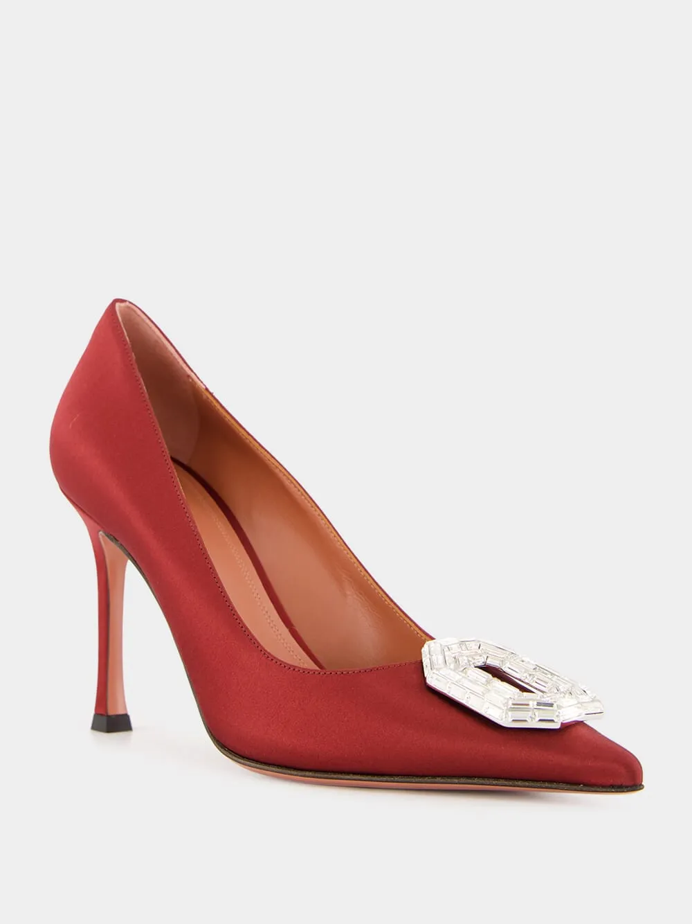 Red Camelia Satin Pumps