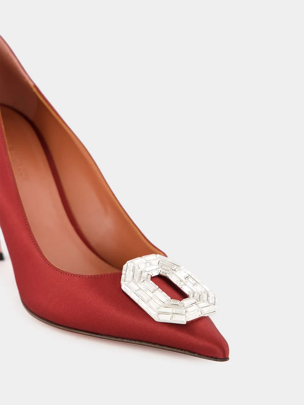 Red Camelia Satin Pumps