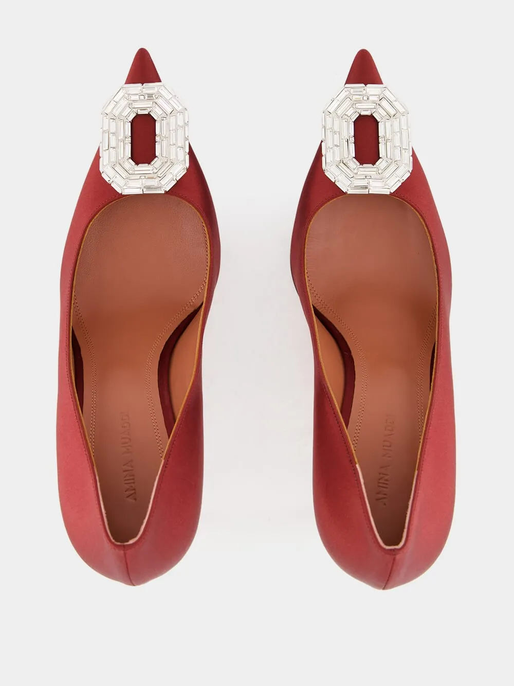 Red Camelia Satin Pumps