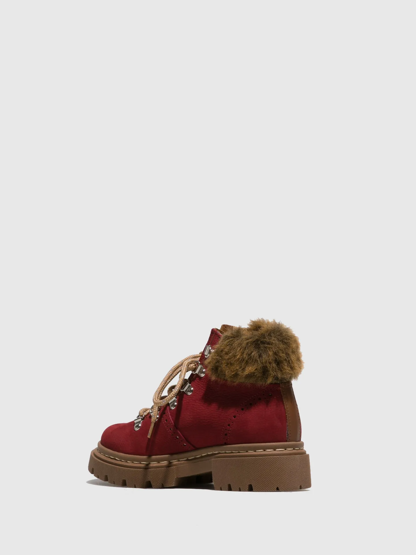 Red Lace-up Ankle Boots