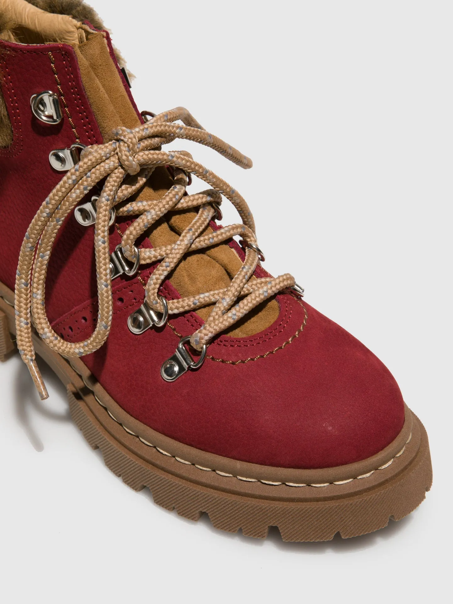 Red Lace-up Ankle Boots
