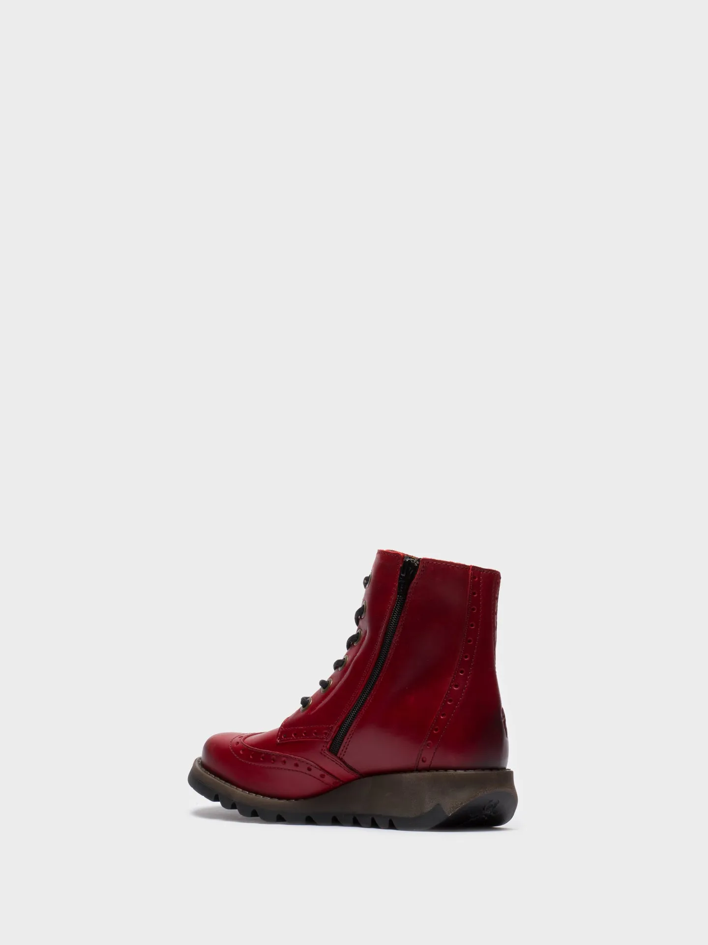 Red Lace-up Ankle Boots