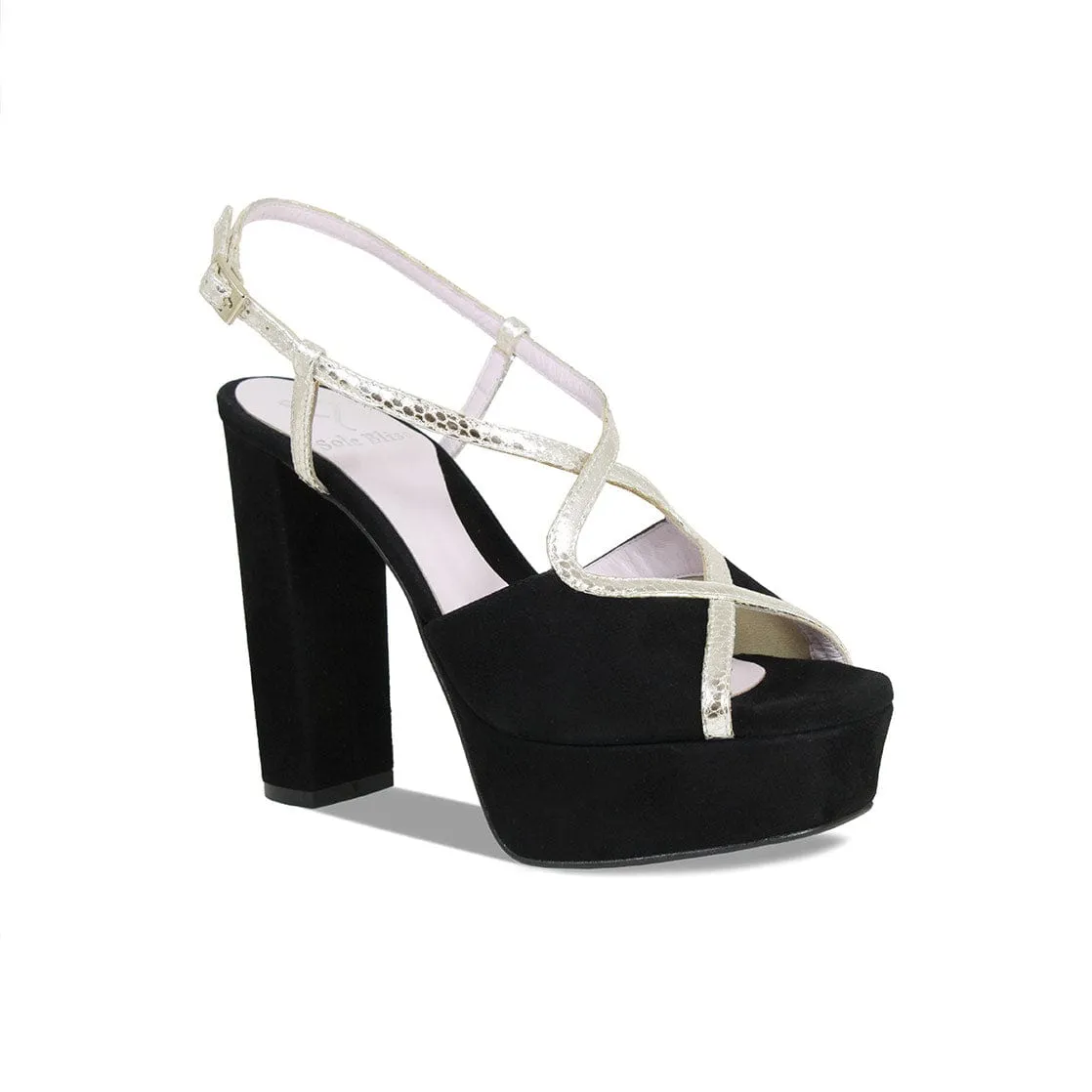 Reese: Black Suede &amp; Gold Snake Print Leather