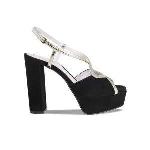Reese: Black Suede &amp; Gold Snake Print Leather
