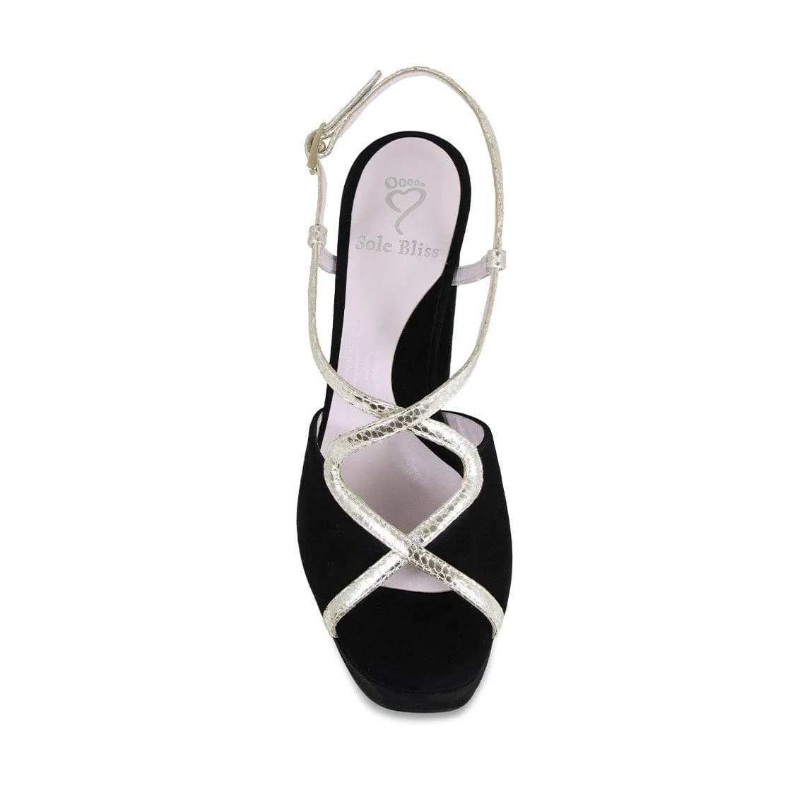 Reese: Black Suede &amp; Gold Snake Print Leather