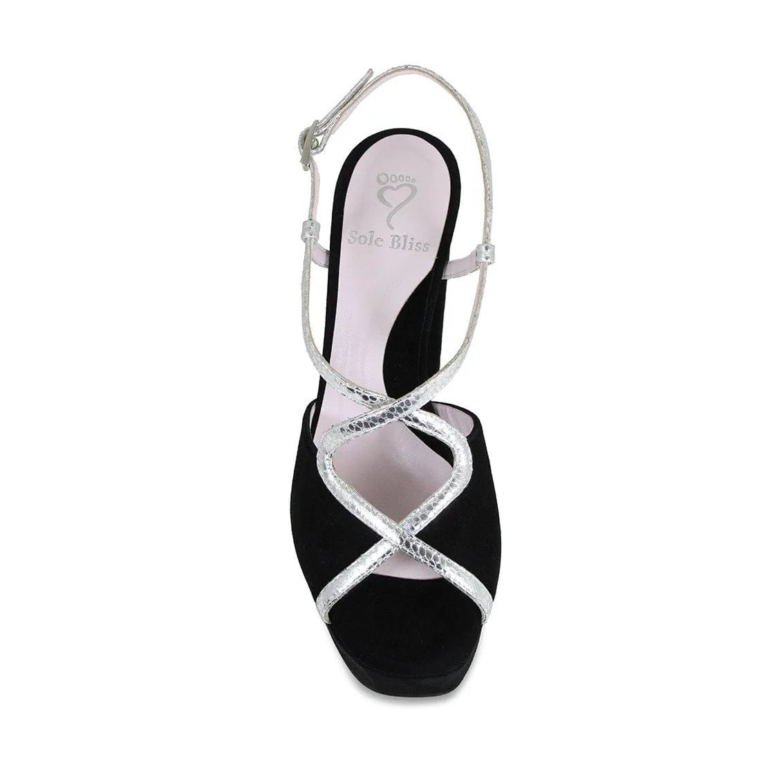 Reese: Black Suede &amp; Silver Snake Print Leather