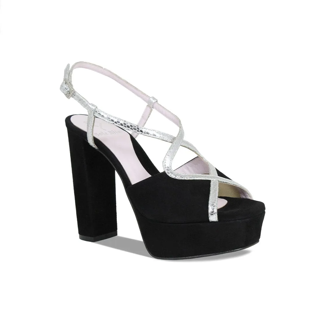 Reese: Black Suede &amp; Silver Snake Print Leather