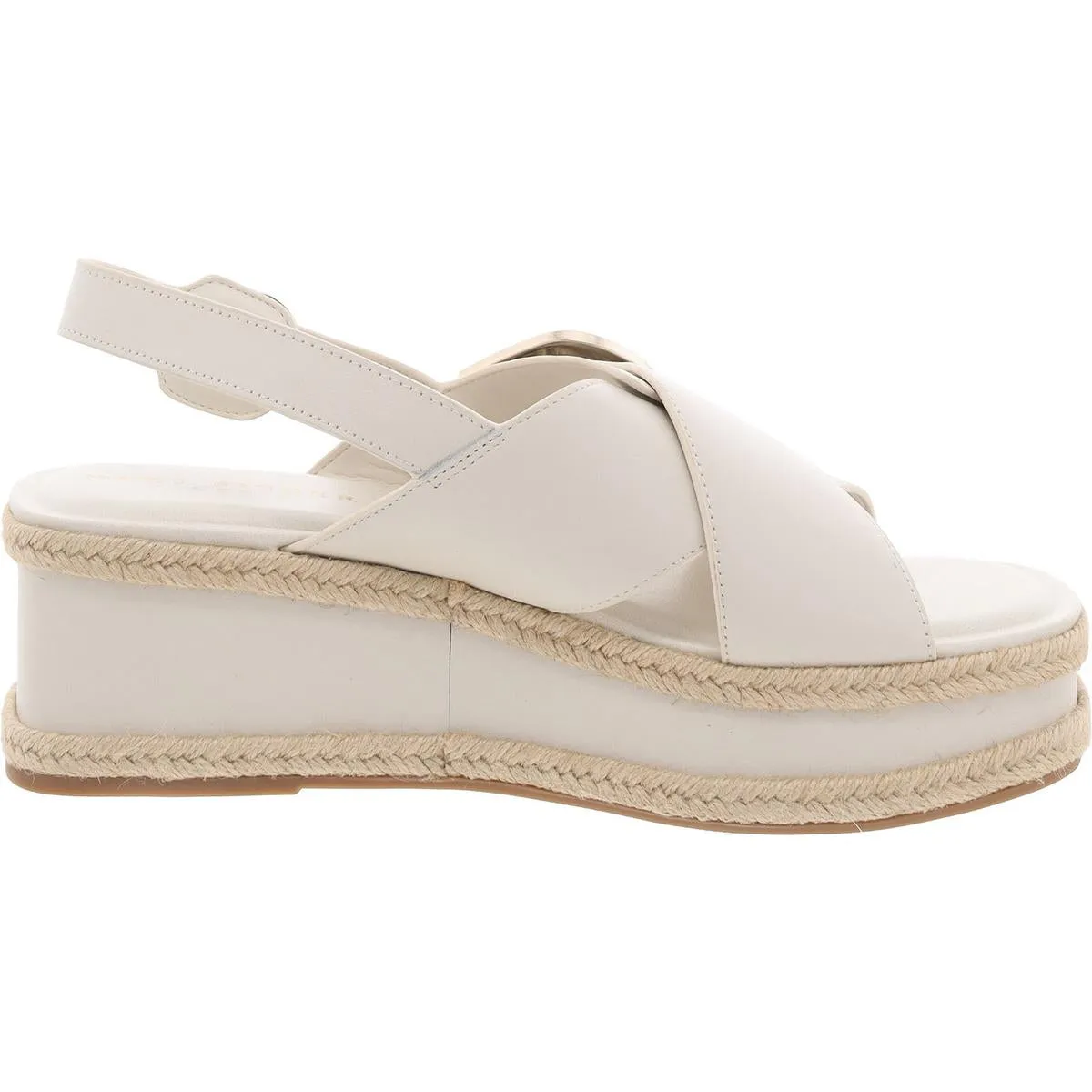 Renda Womens Buckle Leather Wedge Sandals